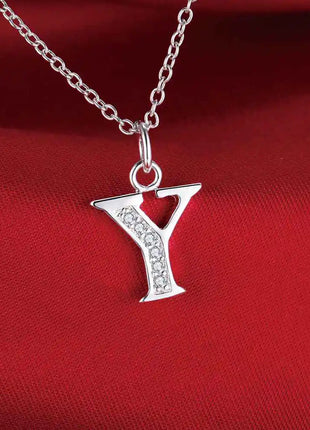 26 Letters 925 Sterling Silver Necklace Pendant Zircon For Women Exquisite Student Girlfriend Jewelry Accessories Wedding Gift PlatiNum