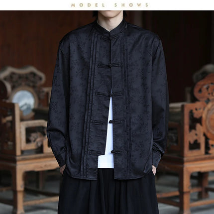 Camicie con stampa Abito tradizionale cinese Tang Camicie comode e traspiranti retrò Kung Fu Tai Chi Camicette casual Abbigliamento da uomo