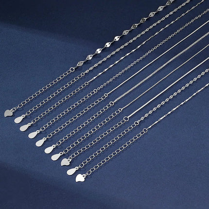 925 Sterling Silver 1.1mm Thin Rolo Chain, Water Wave Chain, Necklaces for Women Fashion Jewelry DIY Matching Wholesale PlatiNum