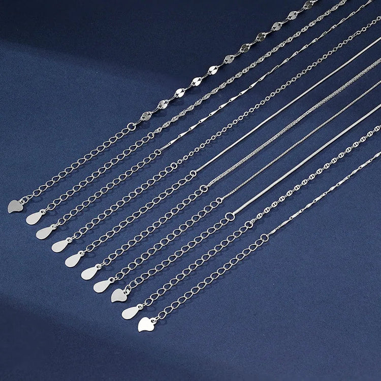 925 Sterling Silver 1.1mm Thin Rolo Chain, Water Wave Chain, Necklaces for Women Fashion Jewelry DIY Matching Wholesale PlatiNum