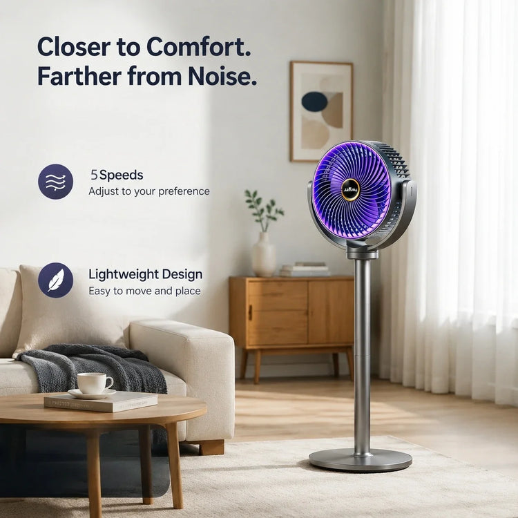 Ventilatore Turbo 3-in-1 per Circolazione d'Aria Domestica, Ventilatore da Terra e da Tavolo Retrattile con Telecomando, Ventilatore Portatile per Ufficio e Camera da Letto