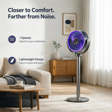 Ventilatore Turbo 3-in-1 per Circolazione d'Aria Domestica, Ventilatore da Terra e da Tavolo Retrattile con Telecomando, Ventilatore Portatile per Ufficio e Camera da Letto