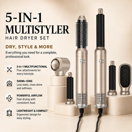 632ukliss 5-in-1 Hair Dryer 1000W Negative Ion Shark Color - Multi-Function Professional Styling Fan for Salon Quality at Home