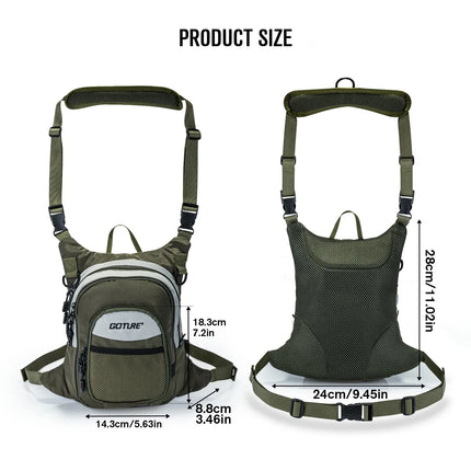 Goture 100% Polyester Fly Fishing Bag, Ultra-Light Chest Bag with Multiple Pockets, Fishing Accessory Bag, Outdoor Shoulder Bag