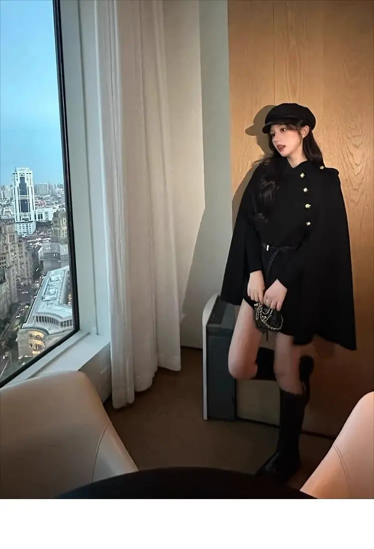 2026 New Style Women's Wool Coats Capes Autumn/Winter Princess Style Wool Cloak Woman