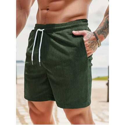 Pantaloncini da uomo in velluto a coste estivi 2026, casual, leggeri, vestibilità ampia, pantaloncini da spiaggia e surf da uomo platinumshop