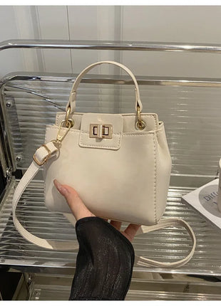 Elegante Mini Borsa a Tracolla con Manico Superiore, Chiusura Dorata, Versatile Borsa in Finta Pelle Scamosciata e Pelle per Uso Quotidiano Femminile