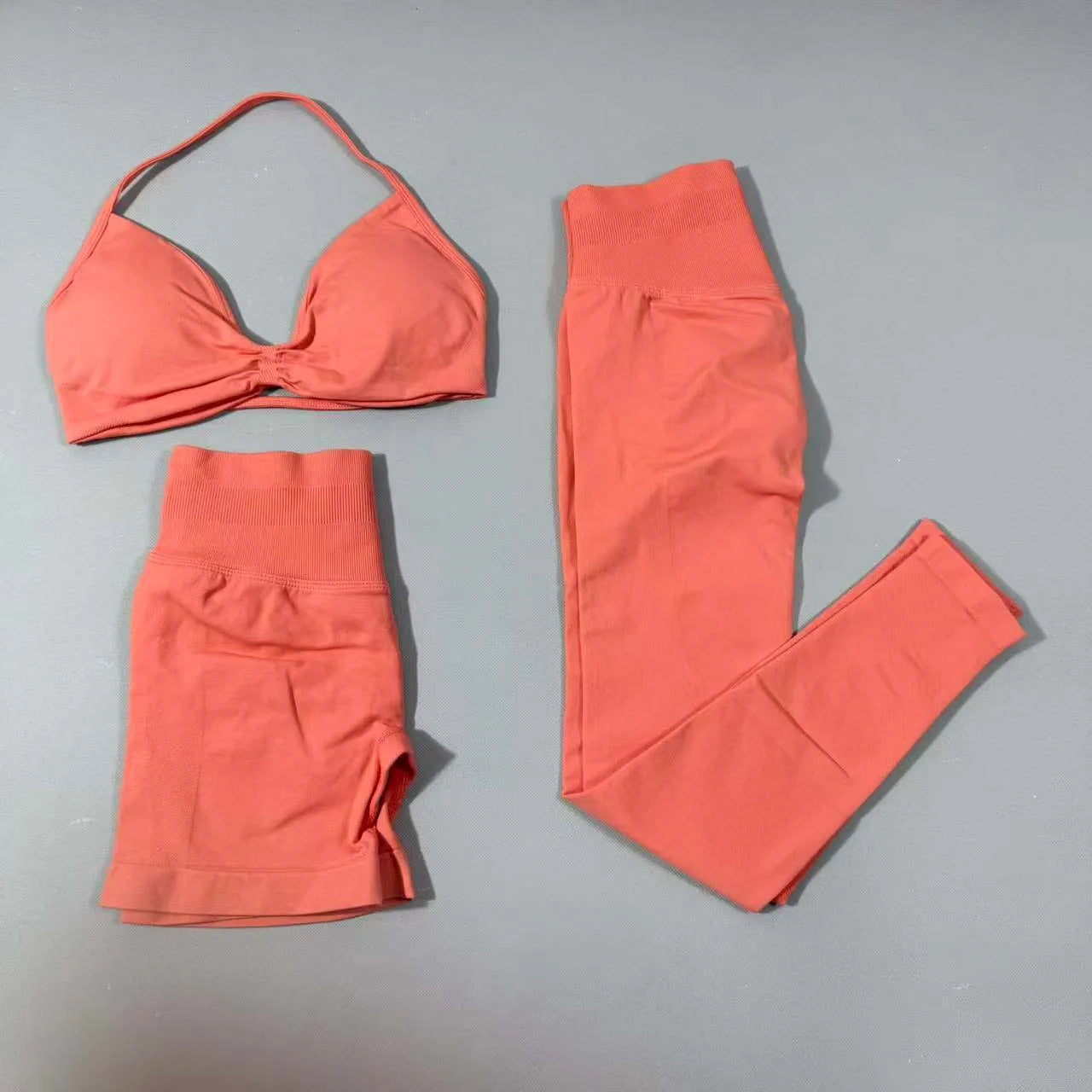 Yoga fitness set 3pcs Impact Gym Set Women Bras and Yoga Set High Waist Scrunch Seamless Shorts Fitness Clothes Activewear Work