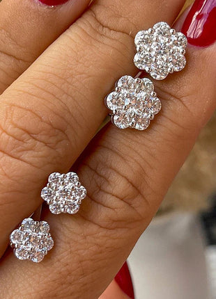 Moissanite Stud Earrings for Women Luxury Women Full Moissanite Stud Earrings Flower D Color Women's Moissanite Set Jewerly PlatiNum