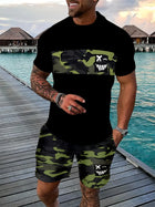 2026 Summer New Arrival Men's Casual Two-Piece Set 2026 Print Short-Sleeved Shirt