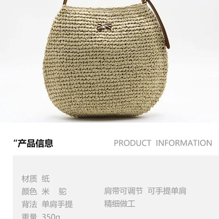 Borsa a Spalla da Donna Estiva in Paglia Intrecciata, Borsa Grande Capacità Artigianale in Rattan, Borsa Tote di Lusso Designer da Spiaggia