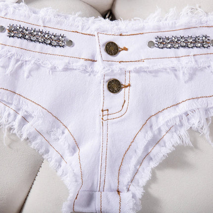 Womens Low Waist Denim Jeans Shorts Hottie Sexy Nightclub Mini Shorts Pants Jeans Slim Young Ladies White Pole Dance Hotpants PlatiNum