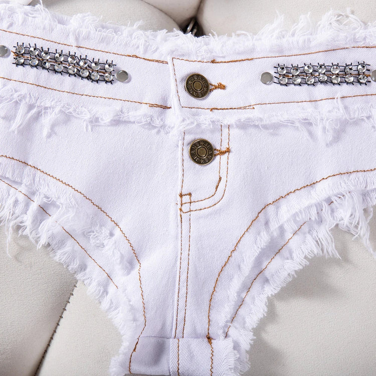 Womens Low Waist Denim Jeans Shorts Hottie Sexy Nightclub Mini Shorts Pants Jeans Slim Young Ladies White Pole Dance Hotpants PlatiNum