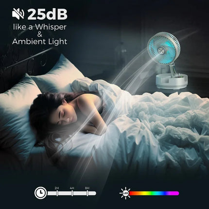 Nuovo ventilatore pieghevole da 20000 mAh con telecomando/luce/timer Ventilatore da campeggio oscillante staccabile a 9 velocità Ventilatore da campeggio portatile ricaricabile