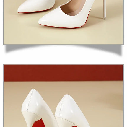 2024 Scarpe da donna Tacchi alti rossi Décolleté sexy con punta a punta 12 cm Scarpe da abito da sposa Colore nero nudo Tacchi alti con fondo in gomma rossa