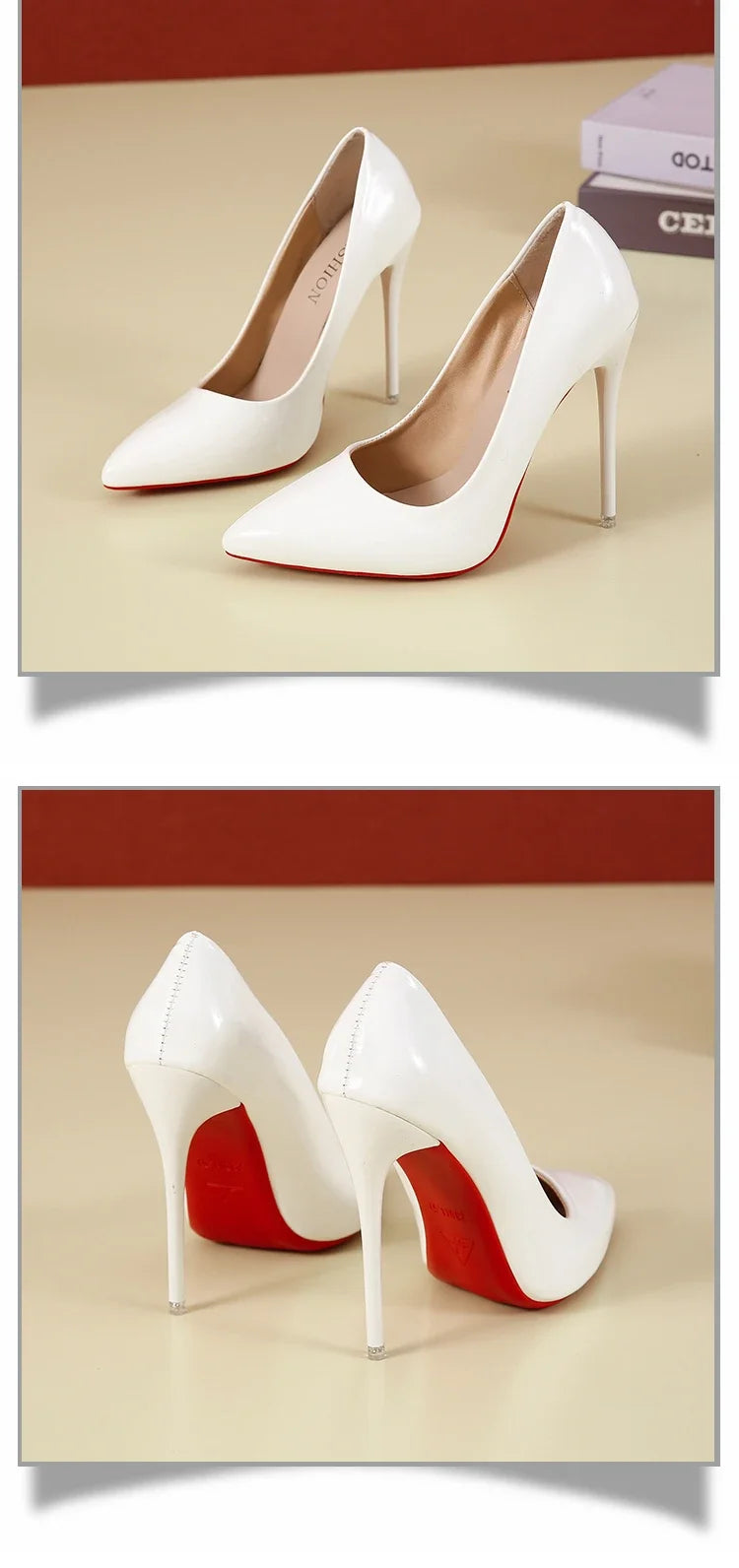 2024 Scarpe da donna Tacchi alti rossi Décolleté sexy con punta a punta 12 cm Scarpe da abito da spo