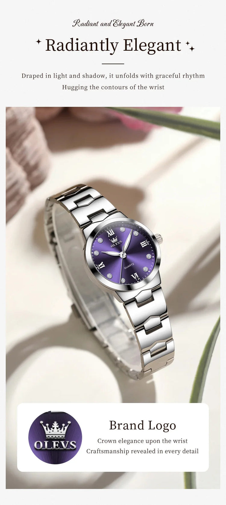 OLEVS Orologio da donna Elegante orologio al quarzo alla moda in acciaio inossidabile impermeabile luminoso da donna con confezione regalo Reloj 3735 platinumshop