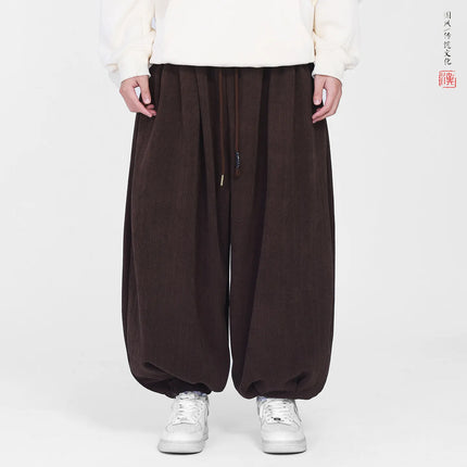 Comodi pantaloni da jogging da uomo 2026 nuovi pantaloni da lanterna di moda oversize in tinta unita da uomo pantaloni casual con coulisse Hip Hop Harajuku