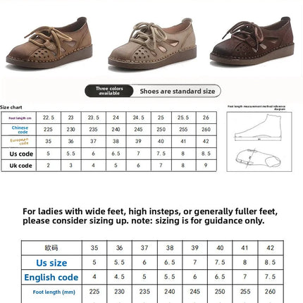 Women's Leather Slip-on Sandals 2026 New Style, Women's Thick Sole Sandals, Retro Mom Style Shoes with Holes, Women's Luxury Sandals
