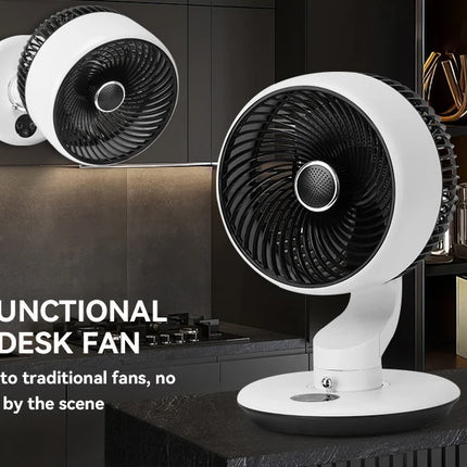 Ventilatore da tavolo USB da 7800 mAh, 5 velocità regolabili, timer 9H e 120° °   Ventilatore Elettrico Oscillante Intelligente da Parete Silenzioso per Cucina e Bagno