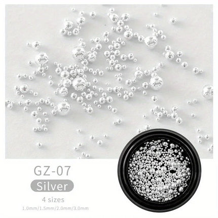 6 Grids Nail Art Tiny Steel Caviar Beads 0.8-1.5mm Mixed Size 3D Design Rose Gold Silver Jewelry Manicure DIY Decoration