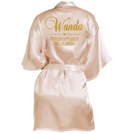 Nome personalizzato Data Accappatoio da sposa Abito da sposa in seta sintetica Sposa Damigella d'onore Abiti da sposa Donna Addio al nubilato