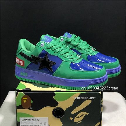 A BATHING APE Men All Black Shark BAPESTA Casual Plarfom Shoes Unisex Women Slip-Resistant Outdoor Soft Walking Sneakers