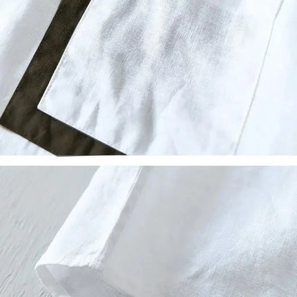 Men's High-End Loose Spring and Summer Chinese Style Short-Sleeved Cotton Linen Casual Breathable Shirt Collar T-shirt
