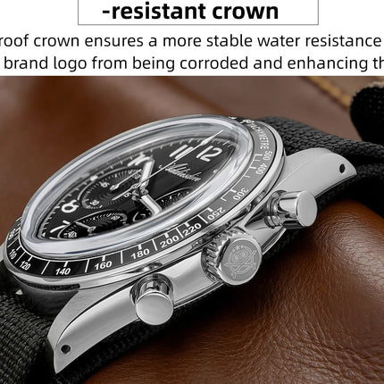 ADDIESDIVE Men's Chronograph Quartz Watch 37mm Bubble Glass 100m Waterproof Watches Ceramic Bezel BGW9 Luminous Sport Wristwatch
