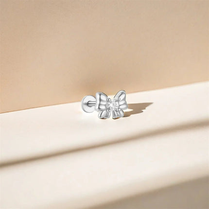 AIDE Heart Round Ball Flat Helix Piercing Earring 925 Sterling Silver Ear Studs Geometric Zircon Exquisite Trinket Studs Aretes PlatiNum