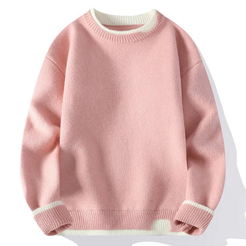 Autumn and Winter Men's Sweater Fashionable Simple Fake Two-piece Pullover Long-sleeved Top
