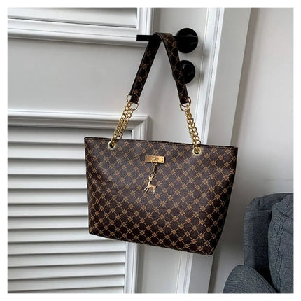 Women Luxury Design Tote Bag  Large Capacity Handbag Fashion Printing Shoulder Bag Trendy New Shopping Bag Purse PlatiNum