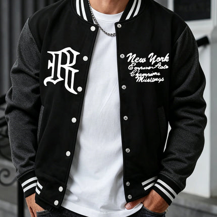 New York And R Art Letter Pattern Baseball Jersey Men'S Autumn Winter Jackets Soft Loose Clothing Sports High Street Clothes