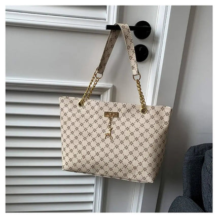 Women Luxury Design Tote Bag  Large Capacity Handbag Fashion Printing Shoulder Bag Trendy New Shopping Bag Purse PlatiNum