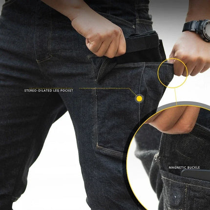 Men's Tactical Jeans Military Denim Cargo Pants Multi-pocket Elastic Casual  Work Trousers Outdoor Combat Training Hiking Pants