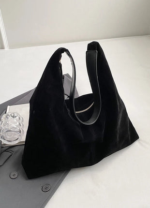 Women Suede Shoulder Bag with Zipper Hobo Bags Large Capacity Handbag Slouchy Bag Commuter Travel Bag Purses and Handbags PlatiNum