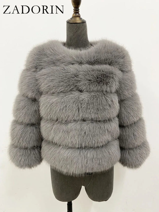ZADORIN Children Faux Fox Fur Coat Winter Fashion Long Sleeve Warm Kids Fur Coats Outerwears Fake Fur Jacket Children Clothes