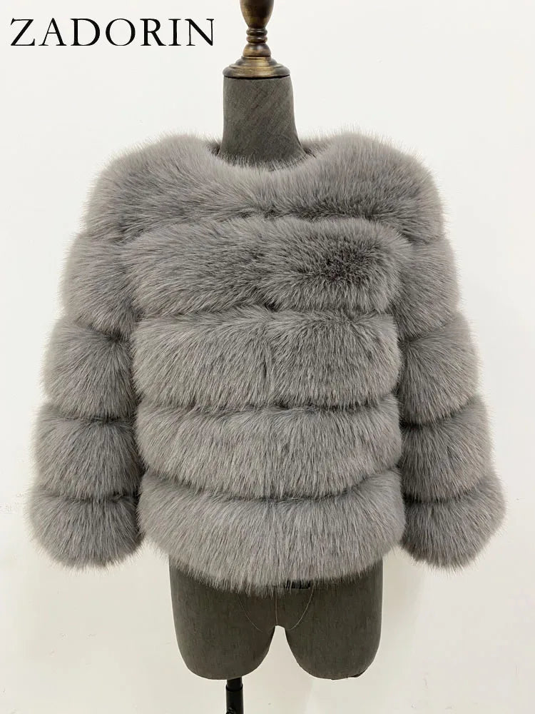 ZADORIN Children Faux Fox Fur Coat Winter Fashion Long Sleeve Warm Kids Fur Coats Outerwears Fake Fur Jacket Children Clothes