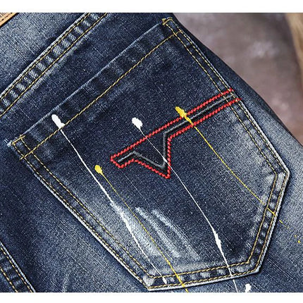 2025 Estate Nuovi Uomini di Modo Graffiti Strappati Jeans Corti Casual Sottile Foro Grande Stile Retro Pantaloncini di Jeans Maschile Vestiti di Marca