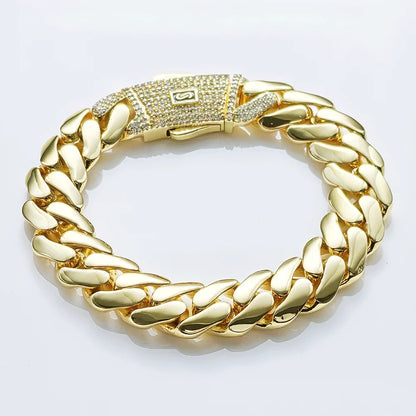 2025 Collana cubana Hip Hop dei nuovi uomini Bracciale Miami Primavera Zircone Fibbia Ottone Retro 14K Catena spessa Nero Logo personalizzato