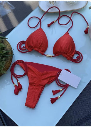 RUOTONSEPT Sexy Braiding rope Bandage Bikini Set Women's Swimsuit Two-piece Triangle Swimwear Bathing Suit Brazilian Biquinis platinumshop
