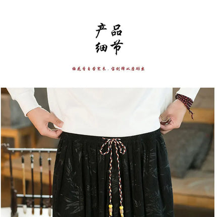 Pantaloni di alta qualità per uomo stile cinese fiore scuro velluto a coste Bloomers casual elastico in vita moda pantaloni larghi a gamba larga maschile