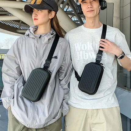 Borsa a tracolla rigida nera, leggera e portatile, per adulti, ideale per il trasporto quotidiano, lo shopping, le brevi camminate all'aperto e l'uso quotidiano.