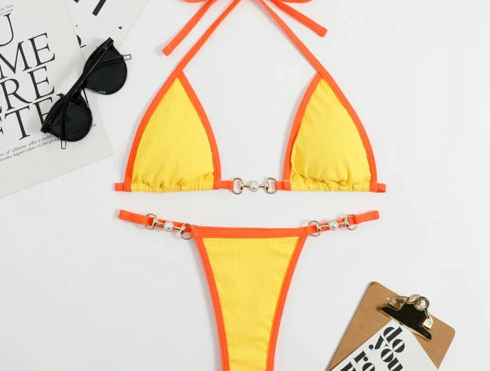 Set bikini sexy in due pezzi Set bikini con stampa casuale da donna Costume da bagno push-up Costume da bagno sandbeach platinumshop