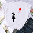 Fly Amore Palloncini Stampe T-shirt da donna Morbida e traspirante Manica corta Street Hip Hop Trend Top Casual T-shirt femminile Abbigliamento