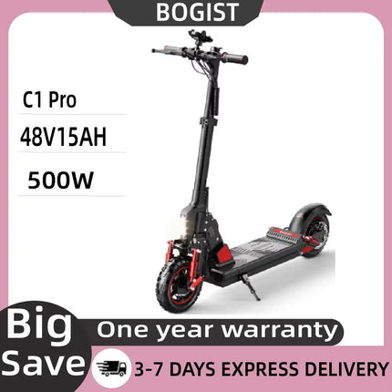 Monopattino elettrico Bogist C1 Pro per adulti, motore da 500W, batteria 48V15Ah, e-scooter da città, pneumatici da 10 pollici, pieghevole.