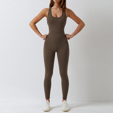 Jumpsuit Gym Set Romper Backless Fitness Bodysuit Siamese Sportswear Women Jumpsuit Buttery-Soft One-piece Playsuit Yoga Suit PlatiNum