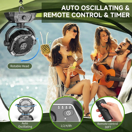 Ventilatore nebulizzatore portatile Ventilatore girevole automatico ricaricabile con batteria USB da 25000 mAh come Power Bank 4 Mist Cooler Secchio da 7 litri per esterni