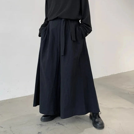 Pantaloni Hakama Samurai Giapponesi, Pantaloni Casual Oversize da Uomo Stile Harajuku, Pantaloni Cinesi Hanfu Tang, Uniformi da Kendo Maschili