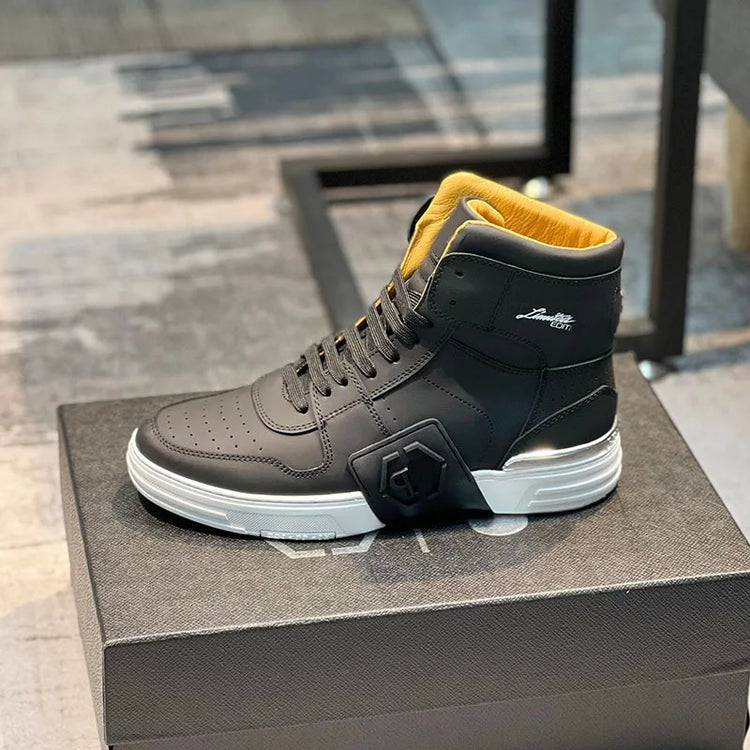 Luxury Designer's Autumn Winter New Men's Sneakers Water Diamond High Top Men's Running Shoes Fashion Leather Casual Short Boots